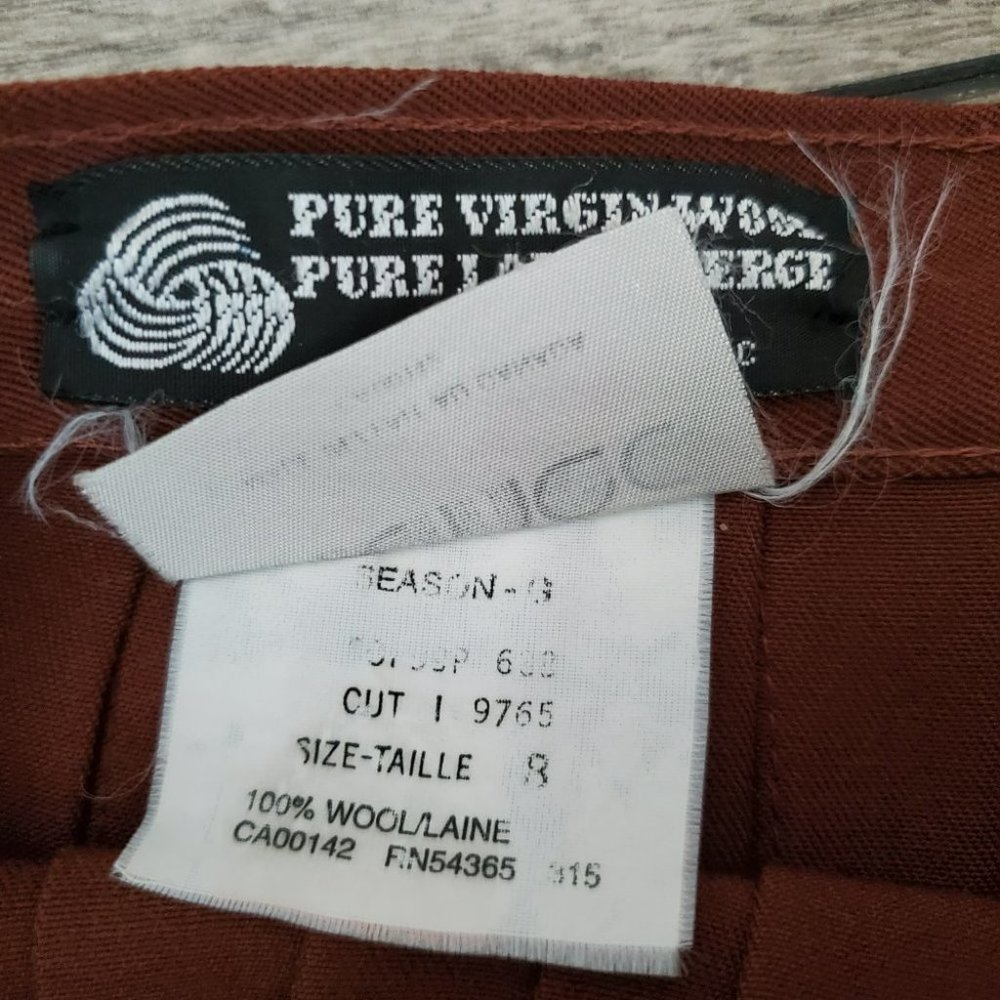 VINTAGE | Brown Academia Midi Pleated High Rise 100% Wool Skirt (Size 8) - Picture 5 of 13